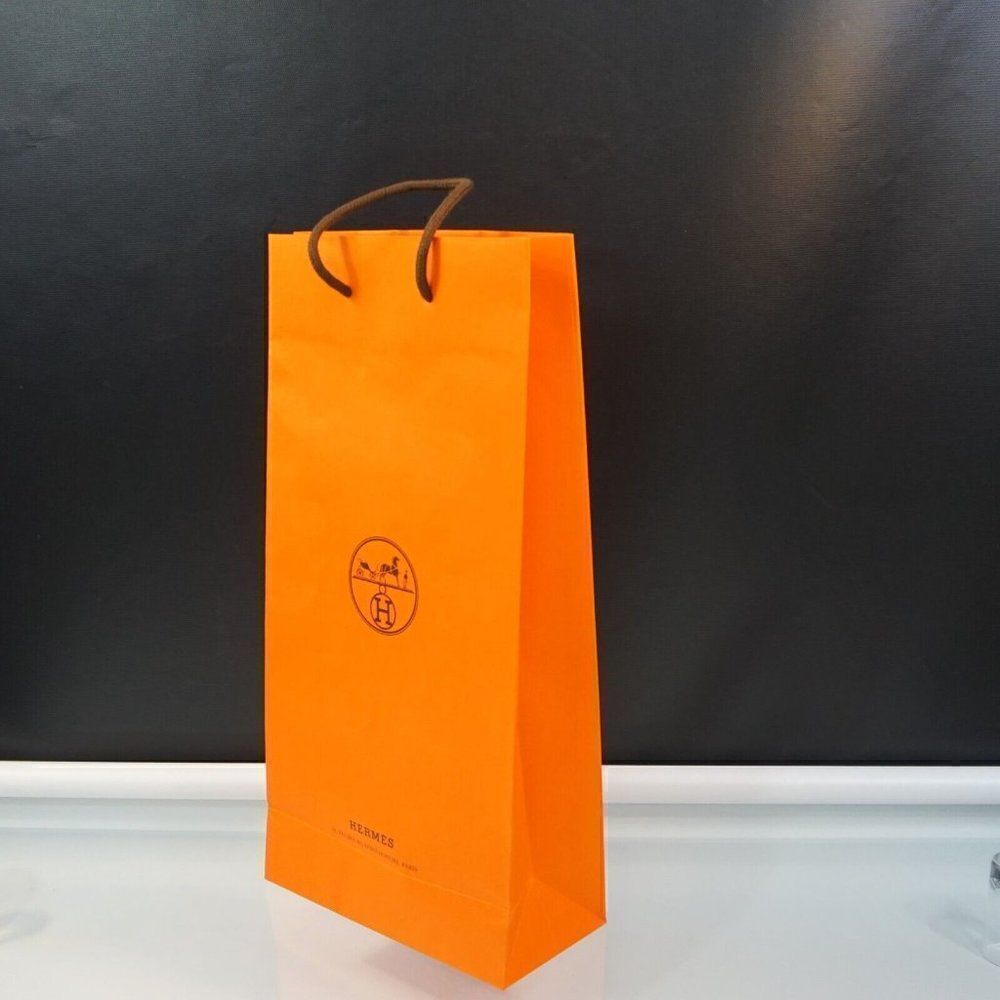Hermes Original Shopping Gift Bag Iconic HERMÈS Slim Tall Orange 16.5" x 8.25"